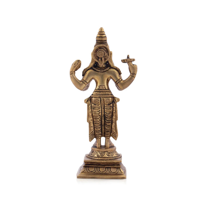 Dhanvantari Murti - 6 Inches | Antique Brass Idol/ Dhanwantari Standing Statue for Pooja/ 640 Gms Approx