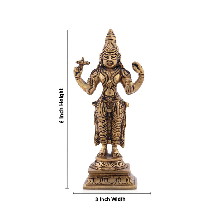 Dhanvantari Murti - 6 Inches | Antique Brass Idol/ Dhanwantari Standing Statue for Pooja/ 640 Gms Approx