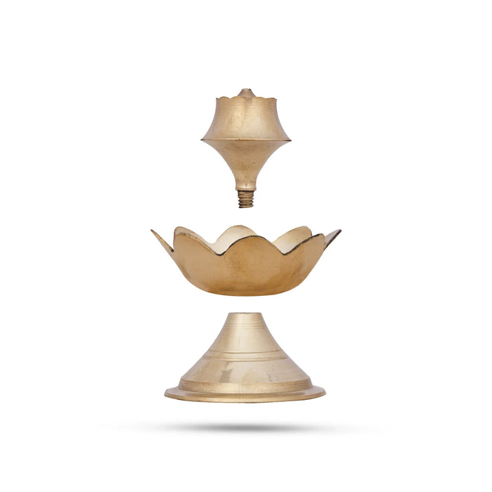 Agarbathi Stand - 2.5 x 2.5 Inches | Lotus Design Brass Incense Holder for Pooja/ 50 Gms Approx