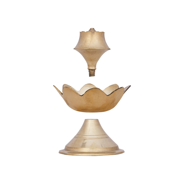 Agarbathi Stand - 3 x 3 Inches | Lotus Design Incense Stick Holder/ Brass Agarbathi Holder for Pooja