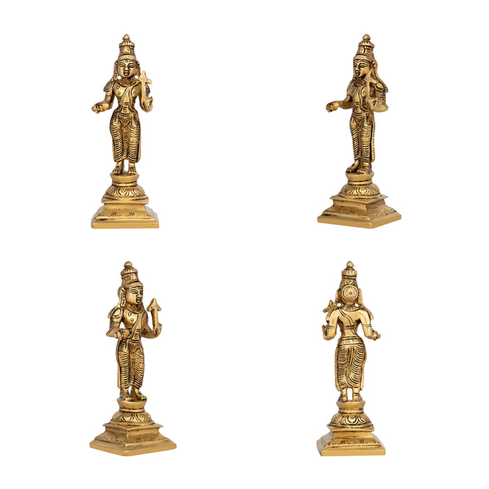 Dasavathaaram Murti Set - 6 x 2 Inches | Vishnu Ten Incarnations Avatars Idols/ Antique Brass Idol for Pooja