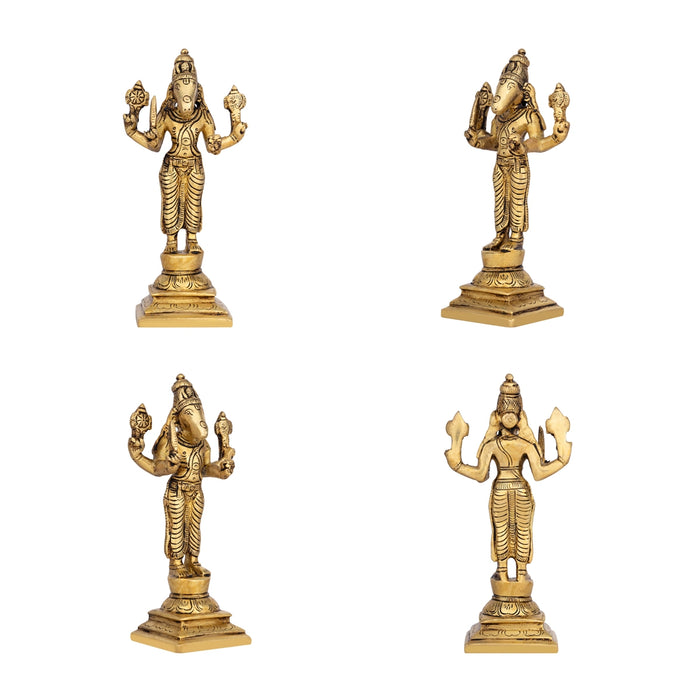 Dasavathaaram Murti Set - 6 x 2 Inches | Vishnu Ten Incarnations Avatars Idols/ Antique Brass Idol for Pooja