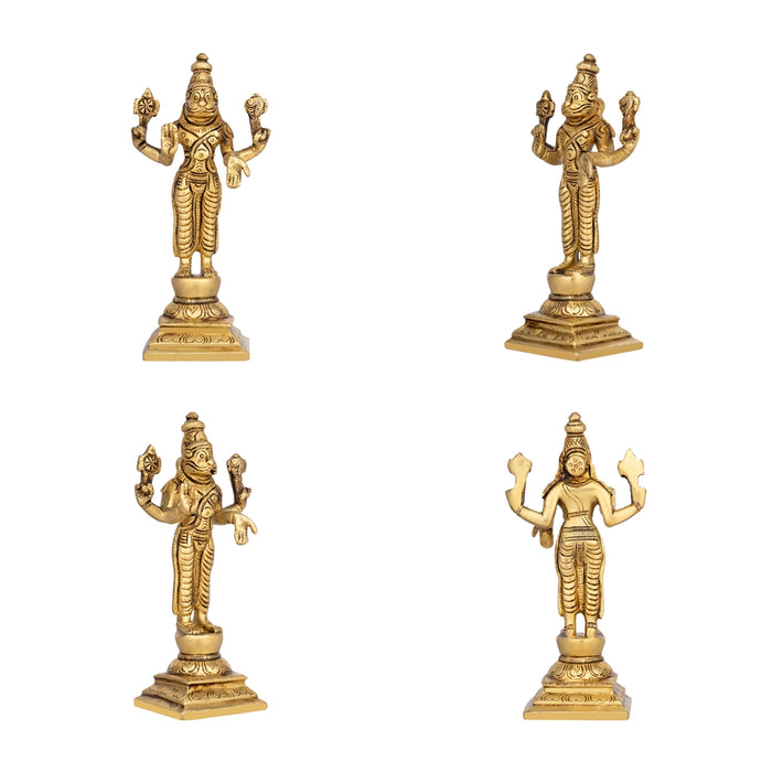 Dasavathaaram Murti Set - 6 x 2 Inches | Vishnu Ten Incarnations Avatars Idols/ Antique Brass Idol for Pooja