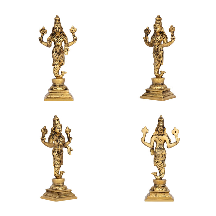 Dasavathaaram Murti Set - 6 x 2 Inches | Vishnu Ten Incarnations Avatars Idols/ Antique Brass Idol for Pooja