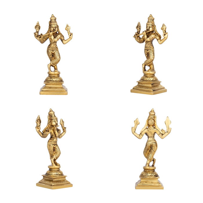 Dasavathaaram Murti Set - 6 x 2 Inches | Vishnu Ten Incarnations Avatars Idols/ Antique Brass Idol for Pooja