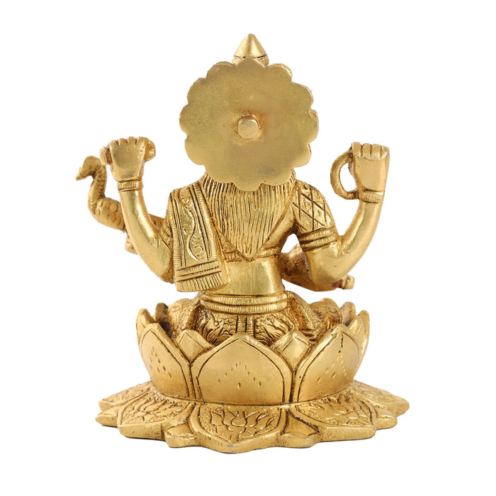 Saraswati Statue Sitting On Lotus Base - 5.5 x 4 Inches | Antique Brass Idol/ Saraswathy Idol for Worship