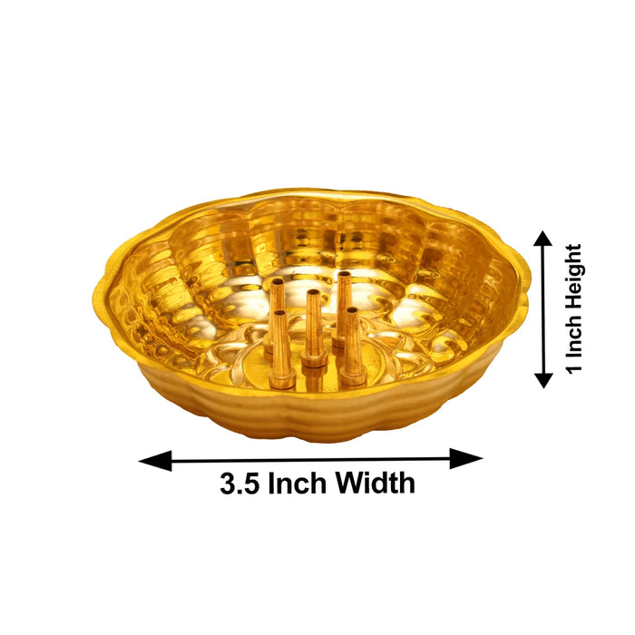 Brass Agarbatti Stand - 1 x 3.5 Inches | Plate Pipe Bathi Incense Holder for Pooja/ 30 Gms Approx