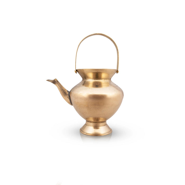 Brass Kindi With Handle - 3.5 x 4 Inches | Brass Kalash/ Brass Kamandalam for Pooja