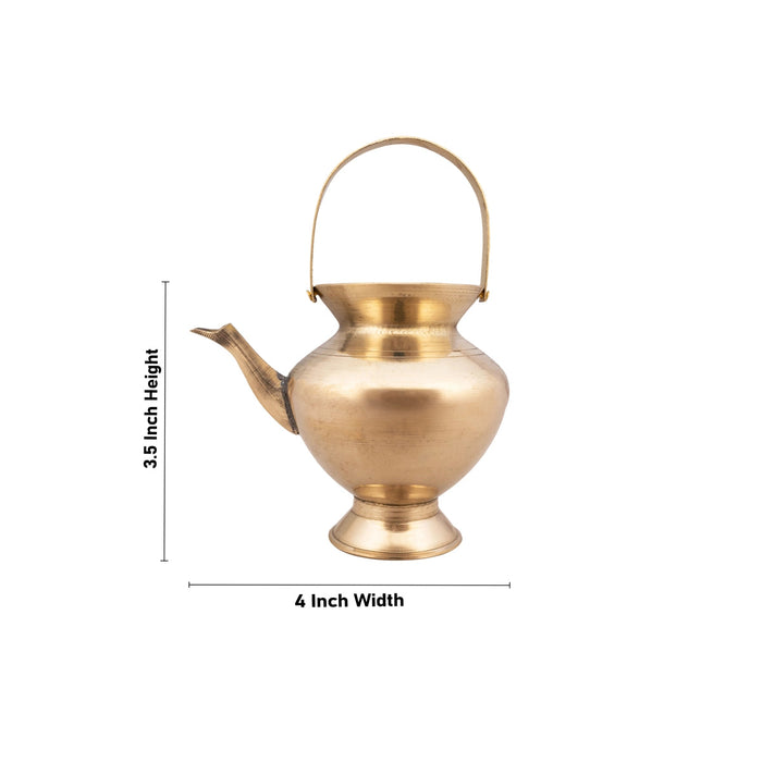 Brass Kindi With Handle - 3.5 x 4 Inches | Brass Kalash/ Brass Kamandalam for Pooja