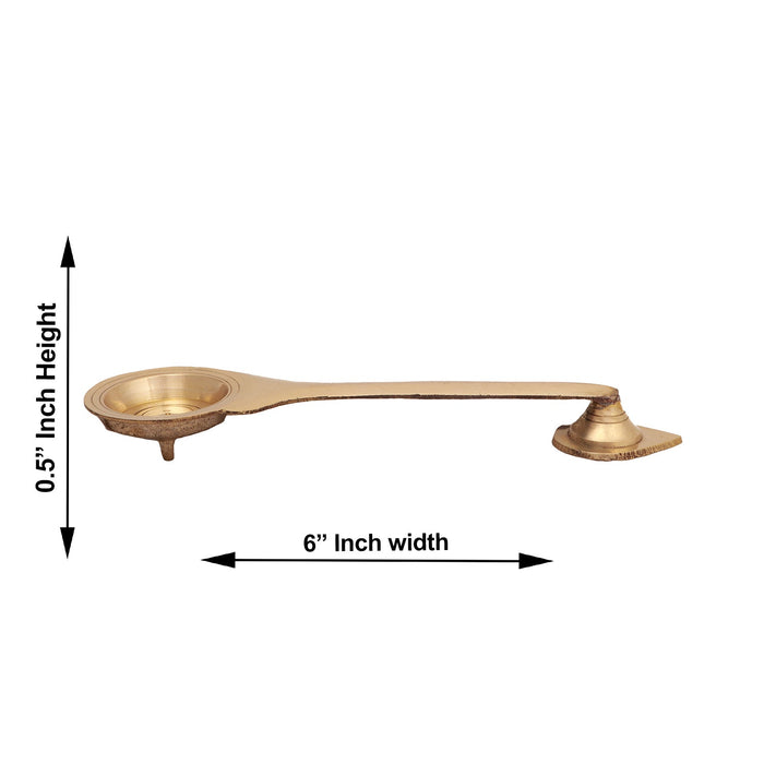 Brass Aarti - 0.5 X 6 Inches | Kapoor Dhani/ Karpur Aarti With Base/ Kapur Dhani For Rituals And Aarti