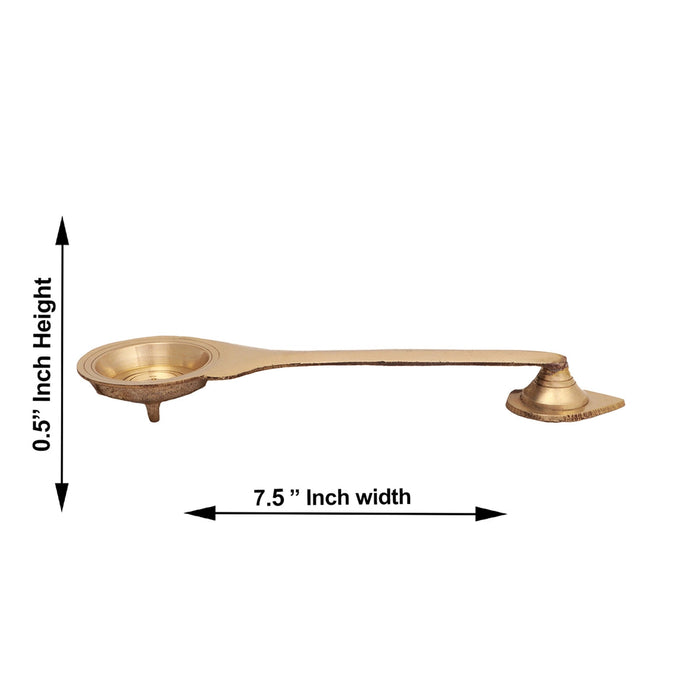 Brass Aarti - 0.5 X 7.5 Inches | Karpur Aarti With Base/ Kapoor Dhani/ Kapur Dhani For Pooja And Rituals