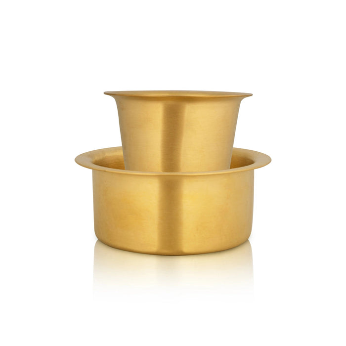 Coffee Dabara Pair - 3 x 4 Inches | Brass Dabara Set/ Davara Tumbler Set/ Davara Set for Home