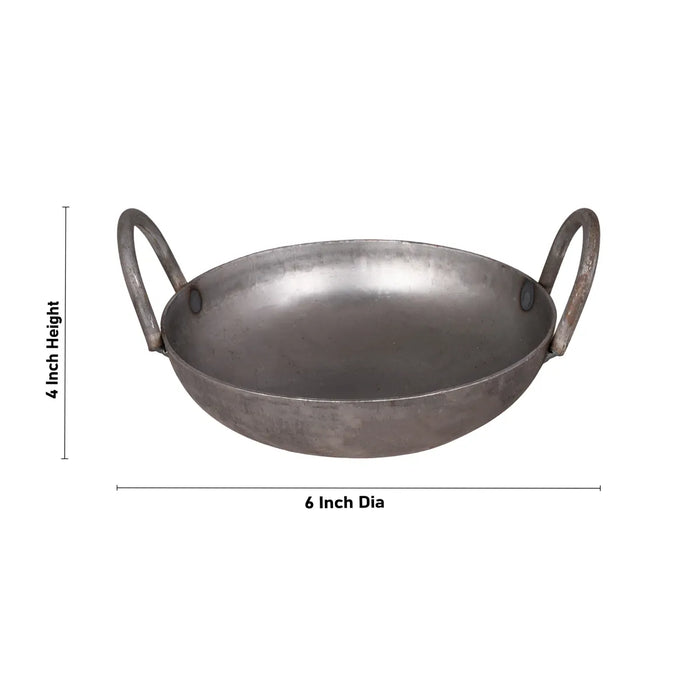 Kadai - 4 X 6 Inches | Iron Kadhai/ Cooking Vessel/ Cookware For Traditional Cooking And Kitchen