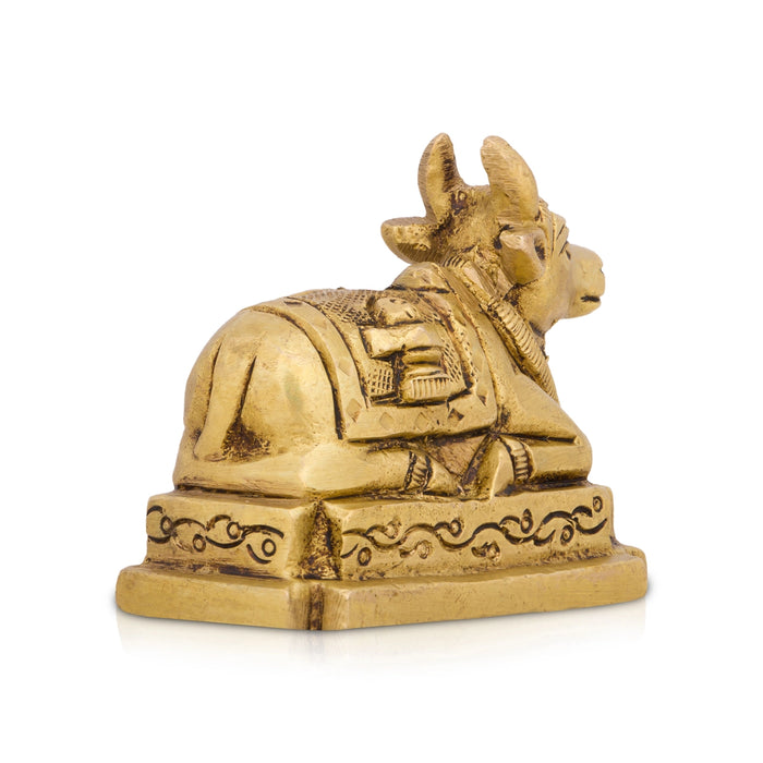 Nandi Statue - 2.5 x 2.5 Inches | Nandi Murti/ Antique Brass Statue/ Nandhi Statue for Pooja/ 300 Gms Approx