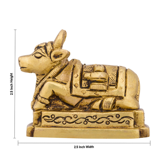 Nandi Statue - 2.5 x 2.5 Inches | Nandi Murti/ Antique Brass Statue/ Nandhi Statue for Pooja/ 300 Gms Approx