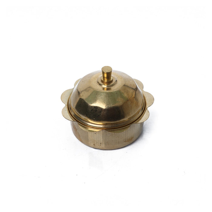 Brass Kumkum Box With Lid - 2 x 2.5 Inches | Sindoor Box/ Haldi Kumkum Holder/ Kumkum Bharani for Women