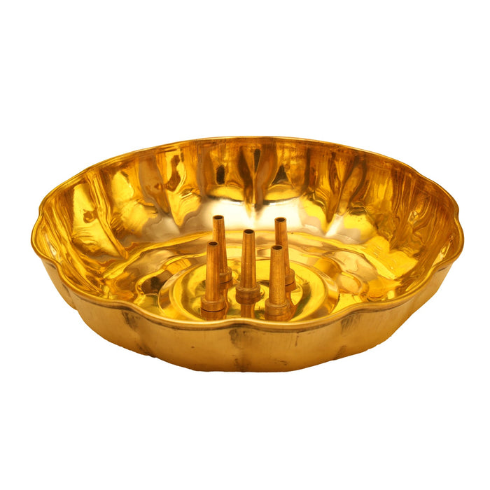 Incense Holder With Plate - 5 Inches | Brass Agarbatti Stand/ Incense Stand for Sticks