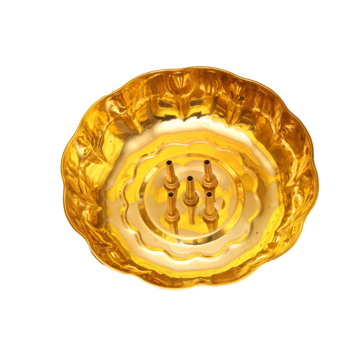 Incense Holder With Plate - 5 Inches | Brass Agarbatti Stand/ Incense Stand for Sticks