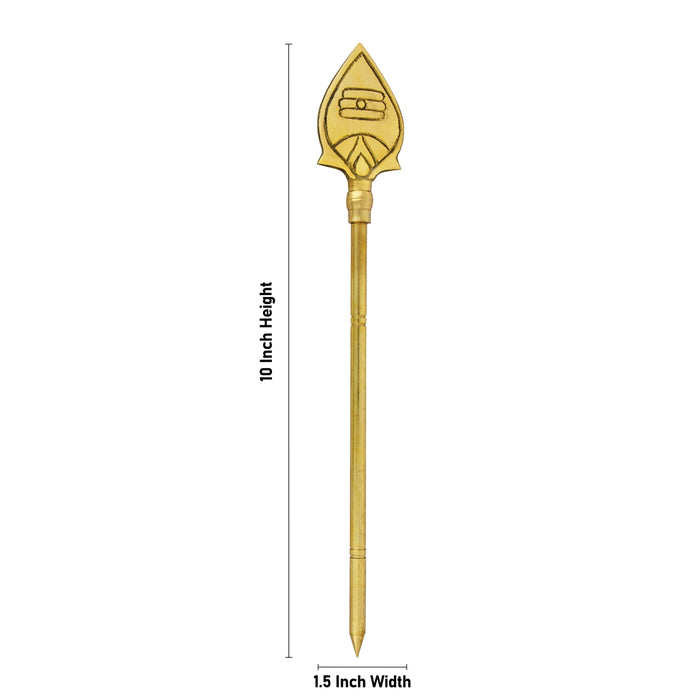 Murugan Vel - 10 x 1.5 Inches | Muruga Vel/ Brass Astras/ Brass Vel for Deity Decor