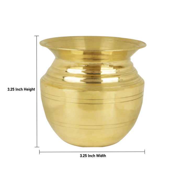 Brass Lota - 3.25 X 3.25 Inches | Chombu/ Kalash Pot/ Kalasam Vessel For Pooja & Rituals