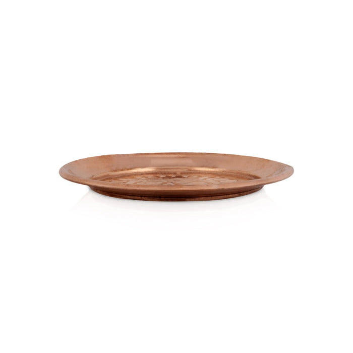 Copper Plate - 3.5 Inches | Beading Design Pooja Plate/ Thali Plate for Home & Puja Purpose