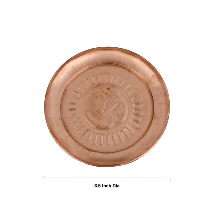 Copper Plate - 3.5 Inches | Beading Design Pooja Plate/ Thali Plate for Home & Puja Purpose
