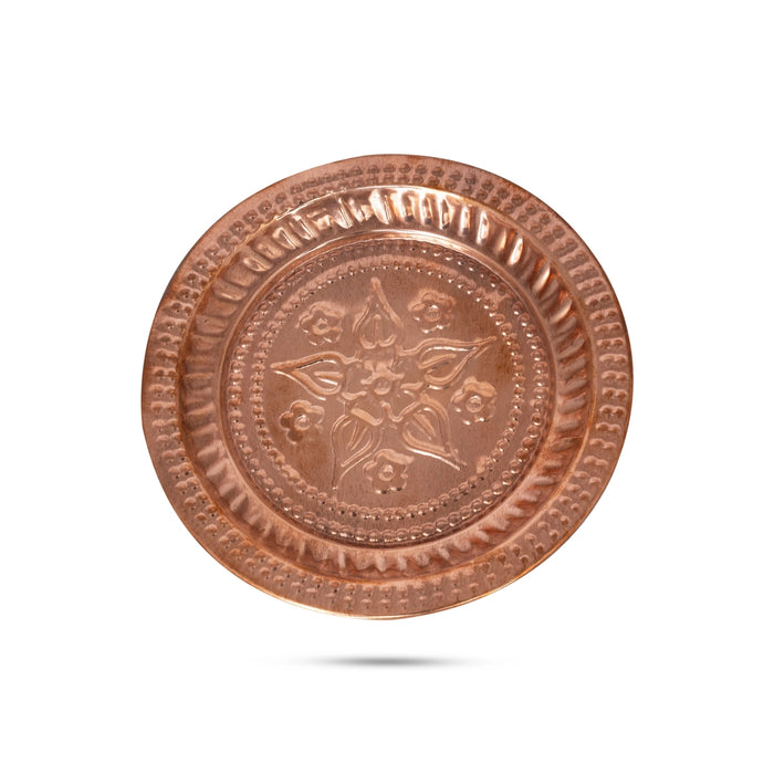 Copper Plate - 5.5 Inches | Beading Design Pooja Thali Plate/ Pooja Plate for Home