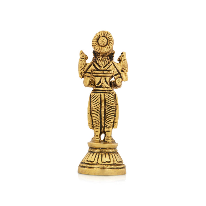Lady Holding With Brass Lamp - 4 x 1.5 Inches | Antique Polish Vilakku/ Brass Pooja Diya/ Brass Deepam for Home