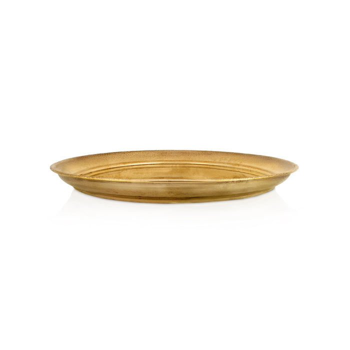 Brass Plate - 6 Inches | Beading Design Pooja Plate/ Thali Plate for Home & Puja Purpose