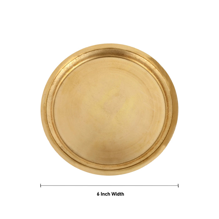 Brass Plate - 6 Inches | Beading Design Pooja Plate/ Thali Plate for Home & Puja Purpose