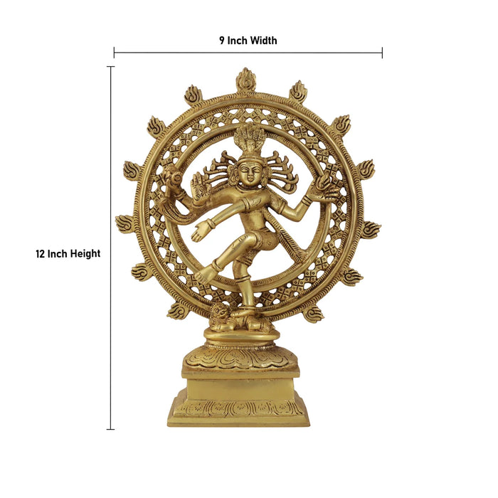 Natraj Murti - 12 x 9 Inches | Antique Brass Statue/ Nataraj Murti for Pooja/ 2.500 Kgs Approx