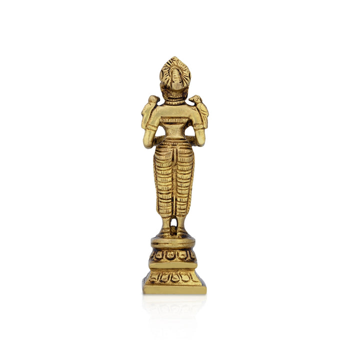 Deep Lady - 4 Inches | Brass Antique Lamp/ Vilakku/ Diya/ Deep for Pooja/ 180 Gms Approx