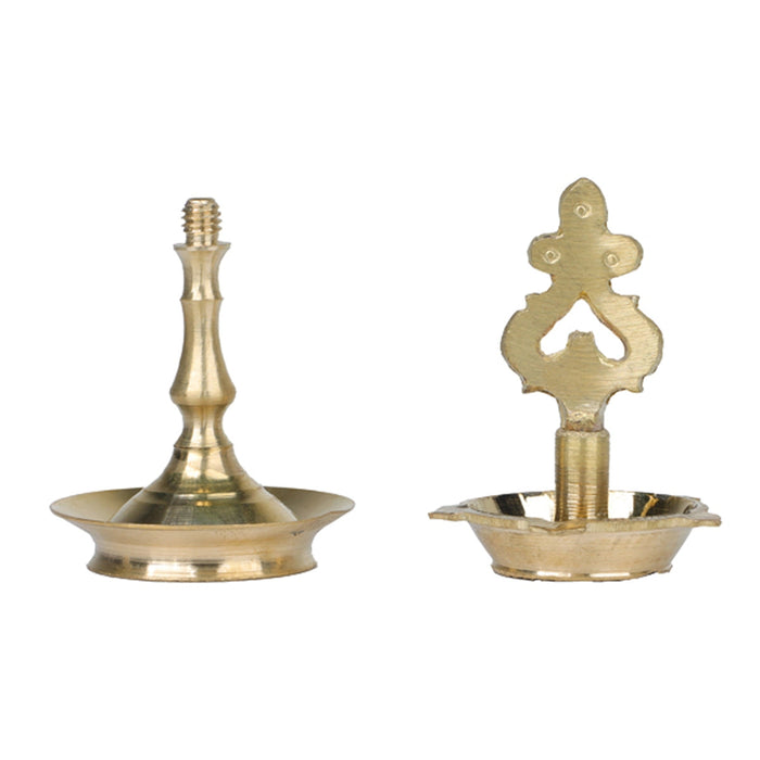 Kuthu Vilakku - 5 X 2 Inches | Karaikudi Pirai Design Brass Lamp/ Pooja Deepam/ Brass Diya For Temple & Home