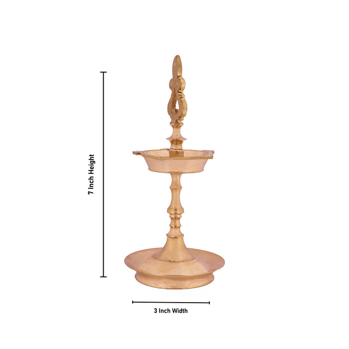 Brass Lamp - 7 x 3 Inches | Karaikudi Kuthu Vilakku/ Pirai Deepam/ Diya for Pooja