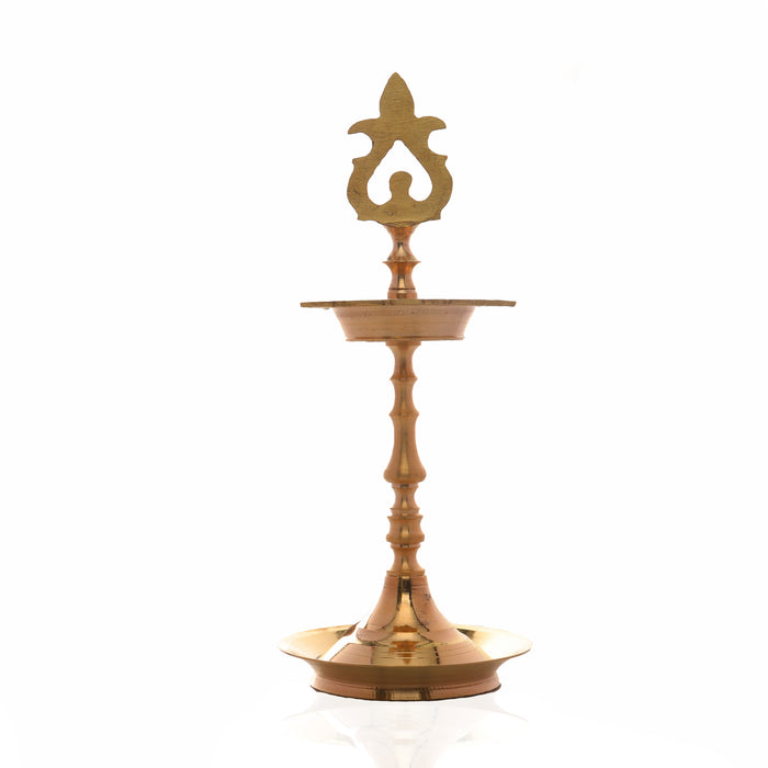 Brass Lamp - 10.5 X 4 Inches | Karaikudi Kuthu Vilakku/ Pirai Design Deepam/ Brass Diya For Pooja & Temple