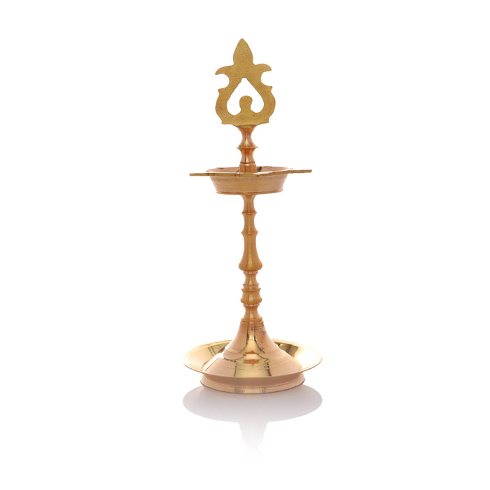 Brass Lamp - 10.5 X 4 Inches | Karaikudi Kuthu Vilakku/ Pirai Design Deepam/ Brass Diya For Pooja & Temple