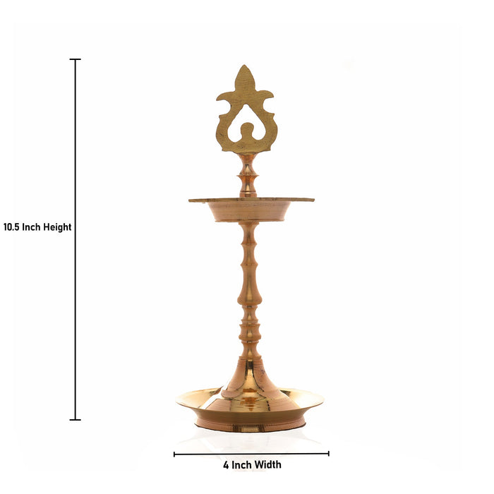 Brass Lamp - 10.5 X 4 Inches | Karaikudi Kuthu Vilakku/ Pirai Design Deepam/ Brass Diya For Pooja & Temple
