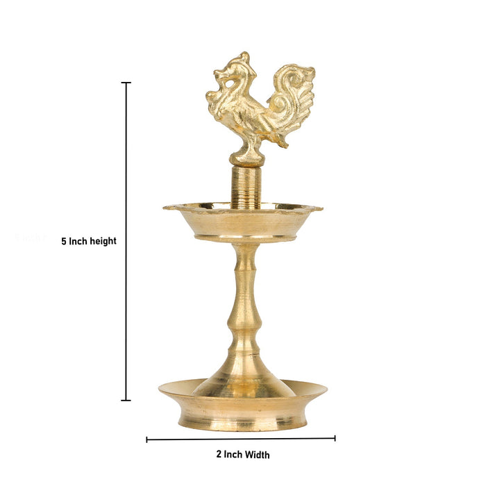 Brass Kuthu Vilakku - 5 Inches | Annam Design Deepam/ Brass Lamp/ Traditional Diya For Pooja