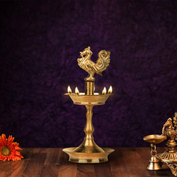 Brass Kuthu Vilakku - 5 Inches | Annam Design Deepam/ Brass Lamp/ Traditional Diya For Pooja