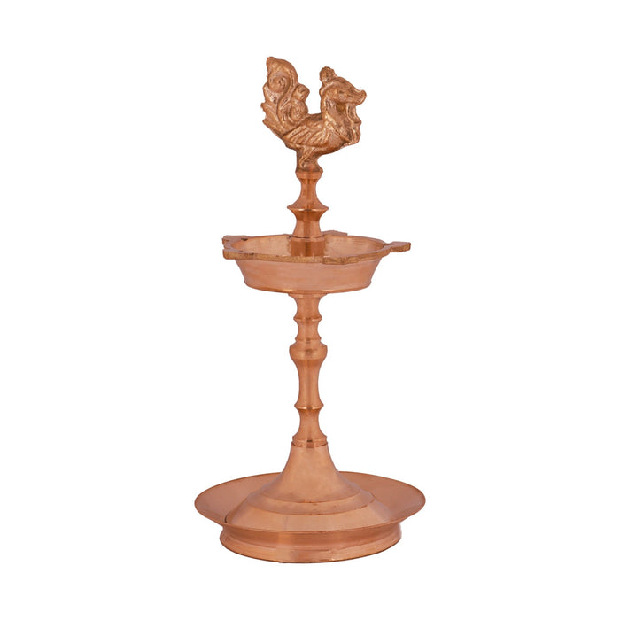 Brass Kuthu Vilakku - 7 X 3 Inches | Karaikudi Annam Design Deepam/ Brass Lamp/ Diya For Temple & Home