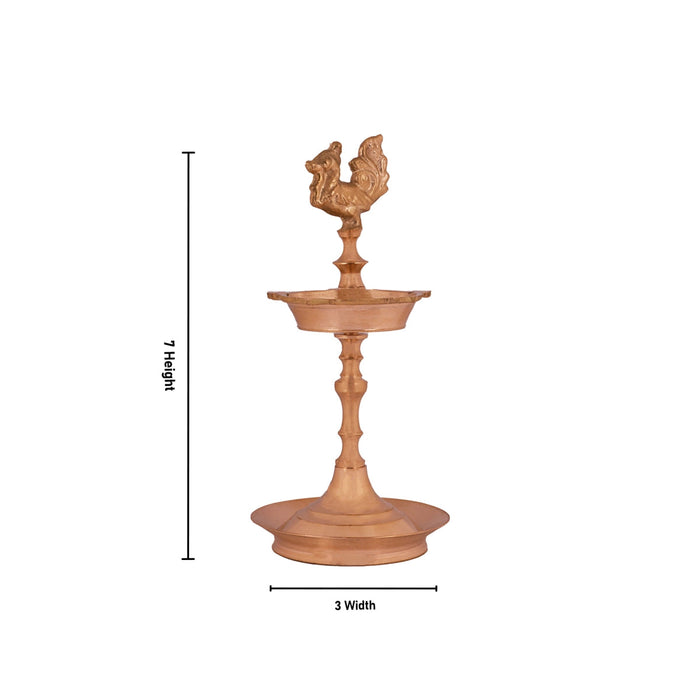 Brass Kuthu Vilakku - 7 X 3 Inches | Karaikudi Annam Design Deepam/ Brass Lamp/ Diya For Temple & Home