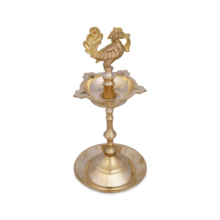 Brass Lamp - 8 X 3.5 Inches | Annam Design Kuthu Vilakku/ Brass Deepam/ Pooja Diya For Temple & Home