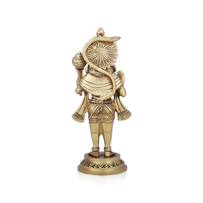 Hanuman Statue Standing On Base - 8 x 4 Inches | Antique Brass Idol/ Anjaneya Statue for Pooja
