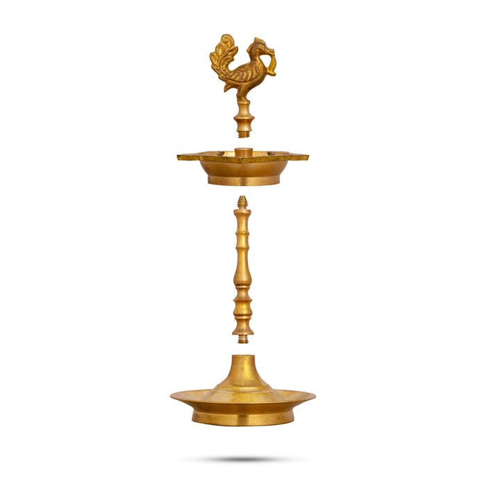 Kuthu Vilakku - 10.5 X 4 Inches | Annam Design Brass Deepam/ Traditional Vilakku/ Brass Lamp For Pooja