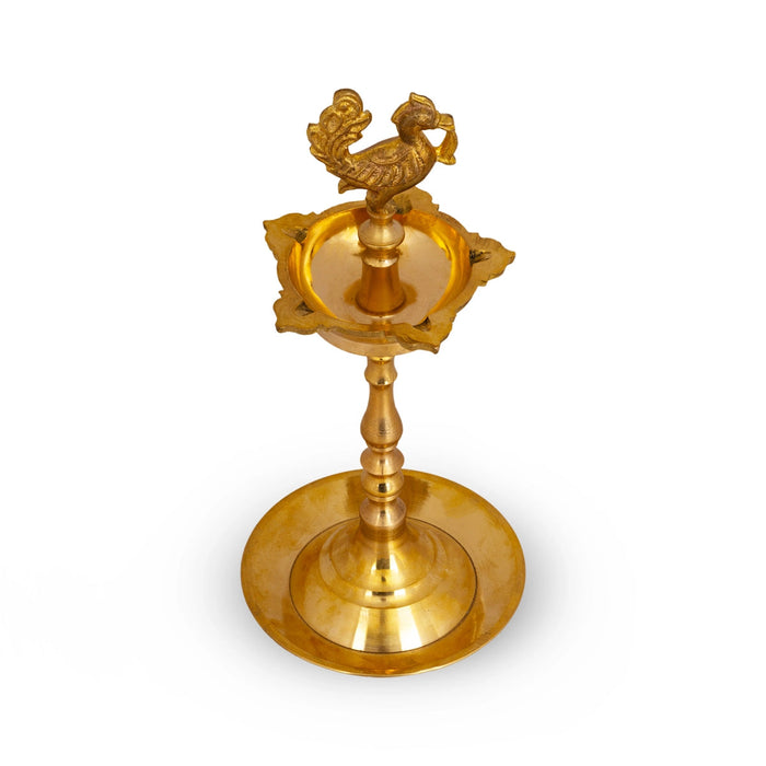 Kuthu Vilakku - 10.5 X 4 Inches | Annam Design Brass Deepam/ Traditional Vilakku/ Brass Lamp For Pooja