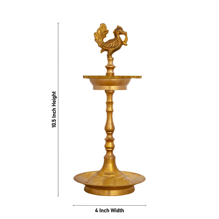 Kuthu Vilakku - 10.5 X 4 Inches | Annam Design Brass Deepam/ Traditional Vilakku/ Brass Lamp For Pooja