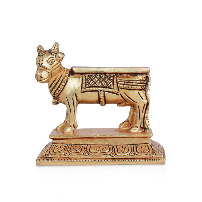 Nandi Statue With Base - 4 x 4 Inches | Antique Brass Idol/ Nandhi Statue for Pooja