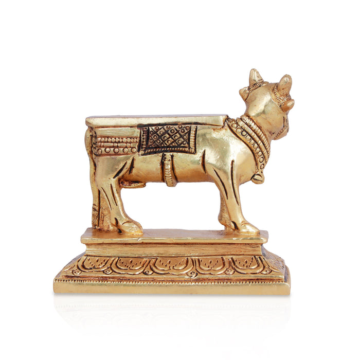 Nandi Statue With Base - 4 x 4 Inches | Antique Brass Idol/ Nandhi Statue for Pooja