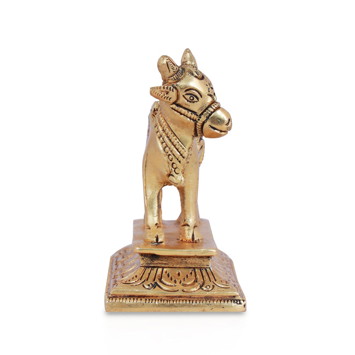 Nandi Statue With Base - 4 x 4 Inches | Antique Brass Idol/ Nandhi Statue for Pooja