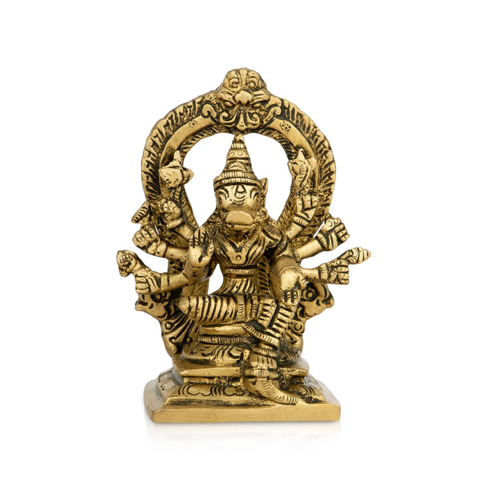 Varahi Amman Statue With Arch - 4.5 x 3.5 Inches | Varahi Amman Idol With 8 Hands/ Antique Brass Idol for Pooja
